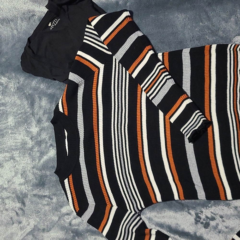 Pull over sweater & stem shirt